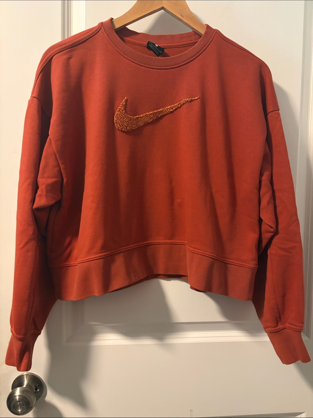 Nike Women's Burnt Orange Cropped Crewneck Sweatshirt
